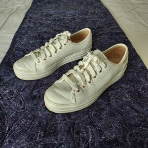 Keds Women's White Leather Platform Sneakers, Size 7.5